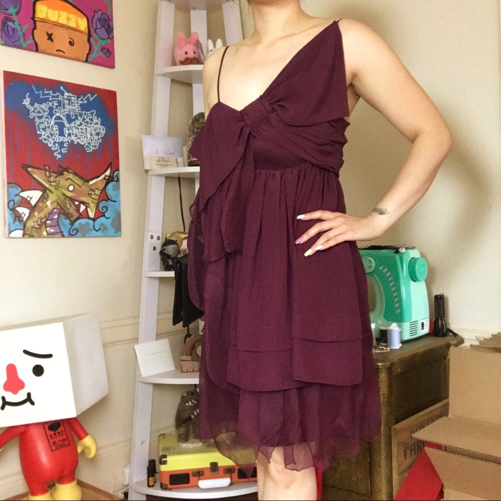 Leon Max Purple Bow Dress, Size Small